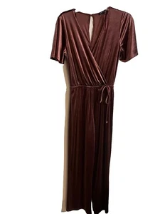 One Clothing Los Angeles Women XS Jumpsuit Velvet Maroon Romper Overall - Picture 1 of 9