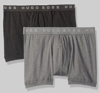 $34 Hugo Boss Men's Gray 50325384 Underwear Cotton Boxer Brief 2-Pack Size S - Image 1 of 2