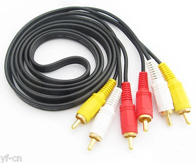 1pc 5ft AV TV Cable Triplets Gold RCA Phono Male Cable 3 RCA Male to 3 RCA Male - Image 1 of 4