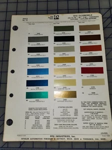 1972 Oldsmobile Color Chip Sheet Brochure - Bild 1 von 1