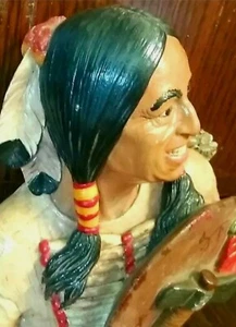 Vtg Native American Indian Chalkware Plaster Hand Crafted Lg 13" Bust Figurine  - Picture 1 of 9