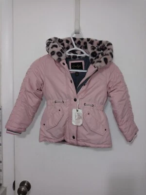 Chaqueta Jessica Simpson Niñas 4 Rosa Claro Cremallera Completa con Capucha Forrada de Piel Sintética Foto 1 de 4