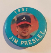 MLB 1991 MLBPA Photo Button Pin - Atlanta Braves - Jim Presley