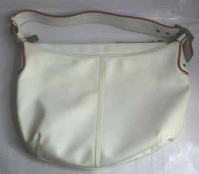 Coach Hampton White Nylon Satin Red Trim Large Hobo Shoulder Bag Purse - Image 1 of 4