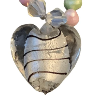 Teng Yue Art Glass Heart Necklace - Freshwater Pearls, Handmade, Gift-Ready - Image 1 of 4