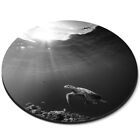 Round Mouse Mat (bw) - Underwater Turtle Ocean Dive Diver  #40893