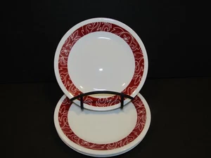 Corelle RED BANDHANI Set of 4 Bread & Butter DESSERT Appetizer 6.75" Plates - Picture 1 of 9