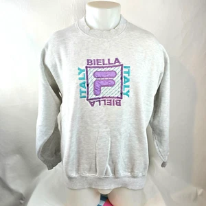 Fila Sweatshirt Men’s Medium Gray Biella Italy Logo Crewneck Pullover Vintage - Picture 1 of 8
