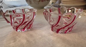 2er SET ZUCKERSTANGE WIRBEL KERZENHALTER 2 1/2" ROT und KLAR - Bild 1 von 7