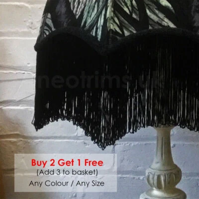 Silky Loop Fringe 10cm 15cm 25cm Long Fringing Trim,Black,White & Two Tone - image 1 of 3
