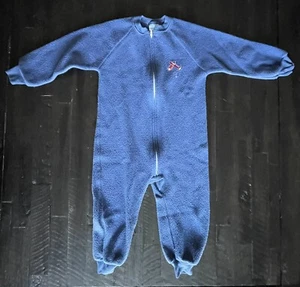 Carters Kids Boys Girls Unisex Size 4 Blue Pajama PJ Long sleeve open feet used - Picture 1 of 5