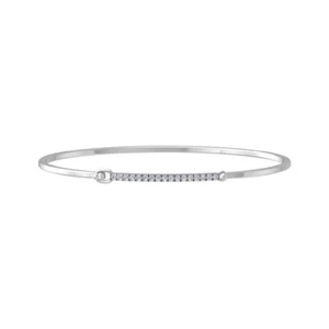 14k White Gold Natural Diamond Fashion Bangle Bracelet 7" Holiday Gift - Picture 1 of 5