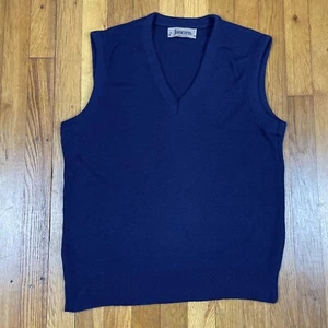 Vintage 90s Jantzen Sweater Vest Mens M V Neck Classic Made in USA Acrylic Blue - Picture 1 of 10