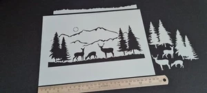 Plantilla de ciervos en el bosque tarjetas de ciervos en la naturaleza hágalo usted mismo artesanía A4 reutilizables Mylar Navidad - Imagen 1 de 1