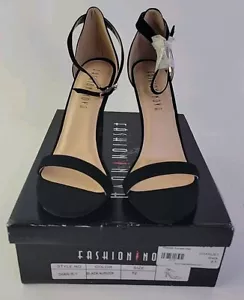 Fashion Nova donna nero "Charlie" cinturino alla caviglia punta aperta tacchi alti taglia 6 1/2. - Foto 1 di 15