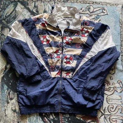 Винтажный 90-х Jennifer Moore молнии пляж синий ветровка куртка Sz маленький ретро  - Изображение 1 из 4