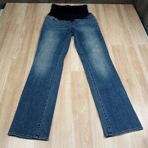 Liz Lange Maternity Jeans Womens Sz 4 Bootcut Pull On Blue Stretch Cotton Blend