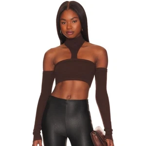 Camila Coelho Genesis bauchfreier Pullover in Schokolade neu mit Etikett Größe Small - Bild 1 von 4