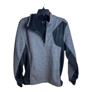 Spyder Raider Sweater Mens Medium Gray/Black 1/4 Zip Pullover Mock Neck Jacket - Picture 1 of 4