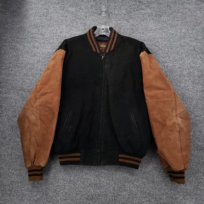 VINTAGE G-III Global Identity Leather Jacket Mens M Medium Black Suede Bomber - Image 1 of 4