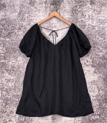 Vestido Banana Republic XL Alto Mujer Negro Viscosa Lino Mini Foto 1 de 4