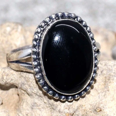 Black Onyx 925 Silver Plated Ring US FreeSize Independence Day Sale JW - Image 1 of 3