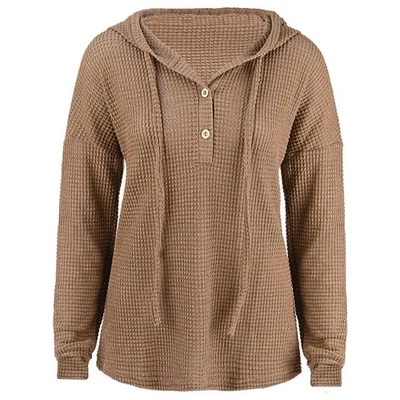 Sudaderas con capucha de punto lisas de manga larga para mujer talla S-2XL Foto 1 de 4