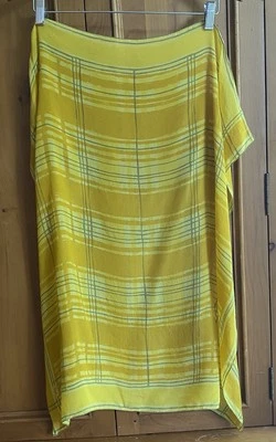 Vintage Vera Scarf Silk Square Hand Rolled Edges Yellow gold gray - Image 1 of 4