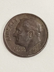 1989P Roosevelt Dime. (CLAD LAYER MISSING) Obverse &Reverse - Picture 1 of 2