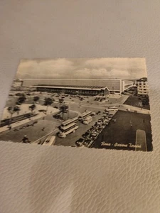 Schöne alte Postkarte Italien.Roma . Bahnhofplatz Oldtimer  - Bild 1 von 5