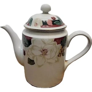Magnolia Pattern Teapot Coffee Fine China. 7" Marked - Picture 1 of 7