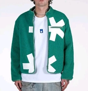 Bloody Sunday 0013 Green Reversible Sherpa Jacket Sz Large - Picture 1 of 10