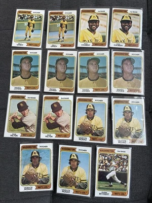 1974 Topps Washington Padres "Nat'l Lea." LOTE DE 15 TARJETAS DE VARIACIÓN DE ERRORES + Más Foto 1 de 4