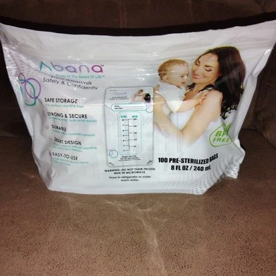 3 bolsas Abana de 100 quilates cada una bolsas preesterilizadas de 8 oz extractor de leche para bebés -O Foto 1 de 4