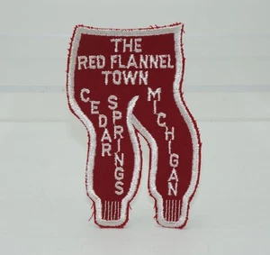 The Red Flannel Town Cedar Springs Michigan Vintage & Rare Embroidered Patch - Picture 1 of 4