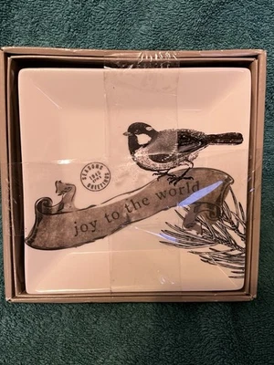 St. Nicholas Square Set Of 2 Canape Plates Set W/ Chickadee - Image 1 of 2