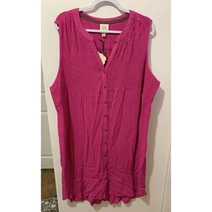 Knox Rose Dress Women’s XXL Pink Smocked Midi Sleeveless Wedding Coastal Flowy - Picture 1 of 9