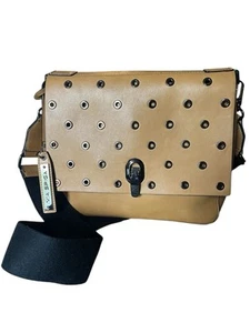 NWOT VIA SPIGA lite Brown Women’s Purse w/adj. shoulder strap & Studs sz 10W9H5D - Picture 1 of 7