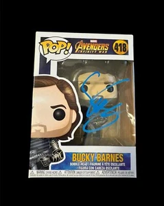 Vengadores Sebastian Stan Firmado Bucky Barns Funko Pop #418 Certificado de Autenticidad Foto de Prueba - Imagen 1 de 15