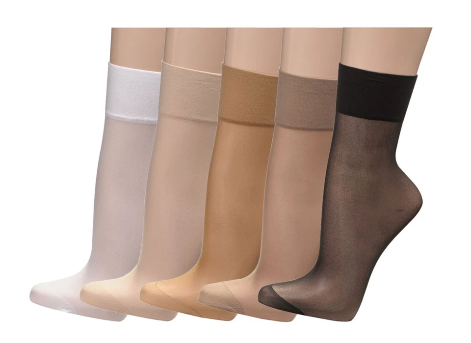HANS-JOACHIM WOWERAT GMBH 5 Paar Feinsöckchen, 20 den Extrabreiter Komfortbund nahtlos ohne Gummidruck