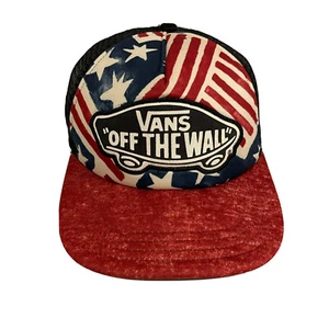 Vans Off The Wall American Flag Trucker Style Mesh Skateboarding Snapback Cap - Picture 1 of 7