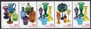 Scott #3328a (3325-28) American Glass Strip of 5 Stamps - MNH - Picture 1 of 1