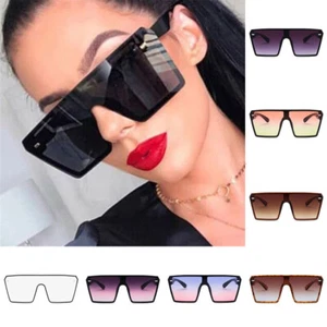 Fashion Flat Top Huge Big Oversized XXL Square Womens Sunglasses UV400~ - Picture 1 of 21