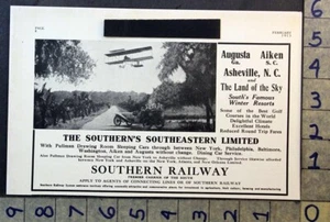 Anuncio de viaje ferroviario del sur Augusta Aiken Ashville 1913 biplano aviación FC8416 - Imagen 1 de 1