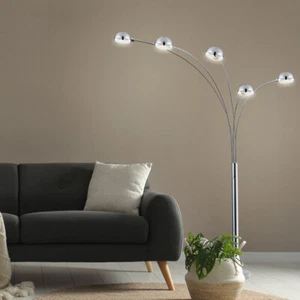 Piantana Lampada Sala Pranzo Marmorizzato da Scrivania 5 Fiamma Cromo H 200 CM - Foto 1 di 12