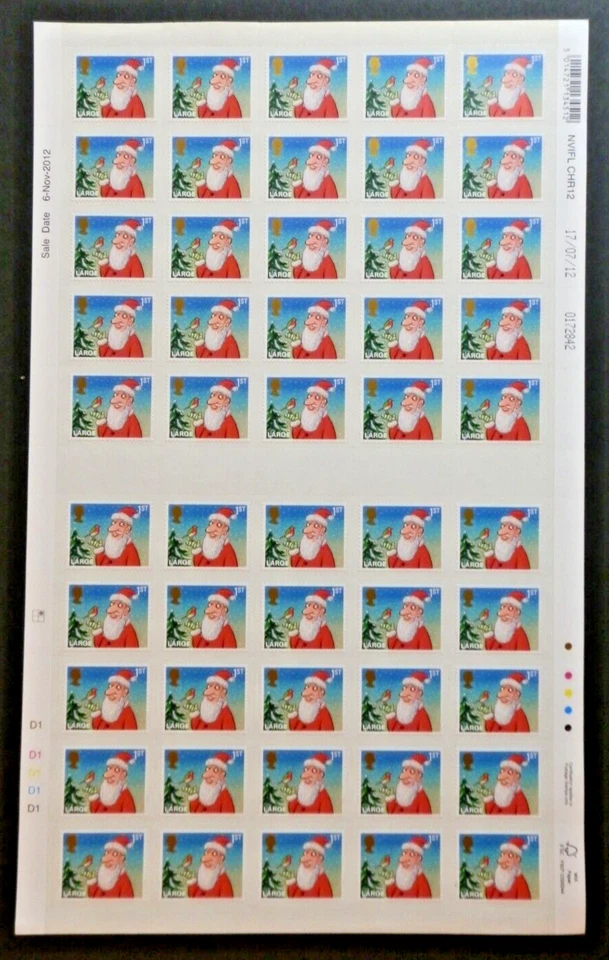 GB 2012 SG3418 1ST CLASS LARGE CHRISTMAS - COMPLETE SHEET - MNH - FV £157.50 - Image 1 of 1