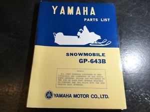 Yamaha GP643B 1972 moto de nieve de fábrica OEM lista de piezas catálogo GP-643B - Imagen 1 de 10