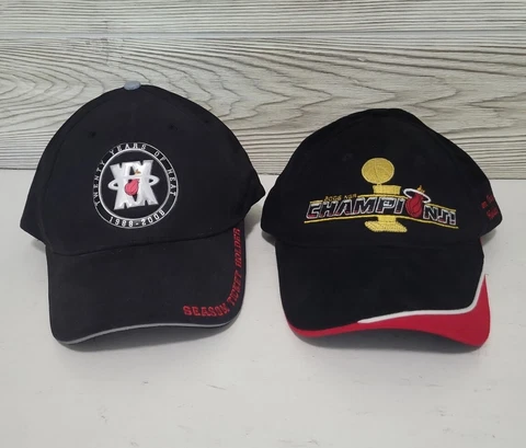 Lot of 2 Miami Heat 2006 NBA Champions, 20 Years Hat Cap Season Ticket Holder Cover