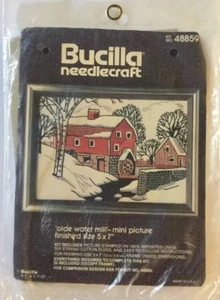 Bucilla Needlecraft Embroidery Crewel Kit Olde Water Mill Mini Picture - Picture 1 of 4