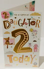 Special Daughter 2nd Birthday Card - 2 Today - 10 x 7 Inches - Words and Wishes